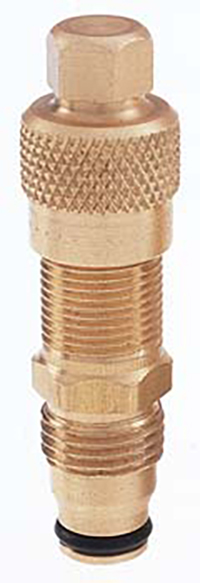 Straight valve, equipped with core and hex cap.